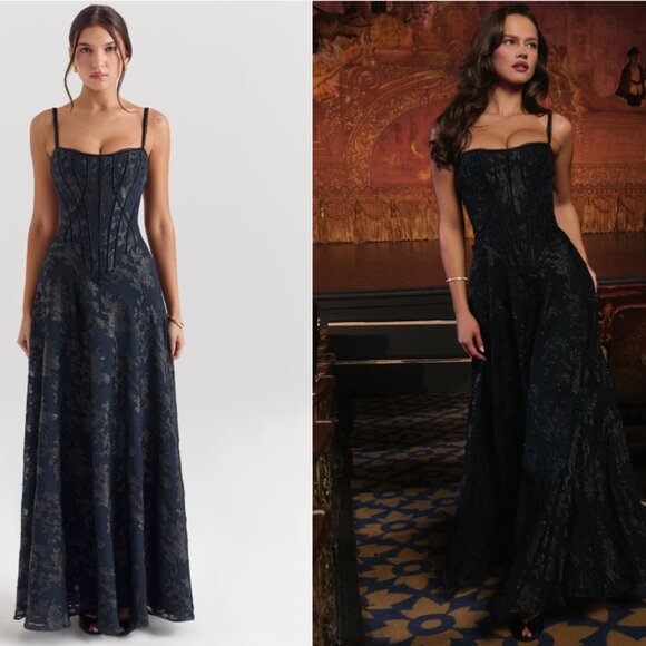 HOUSE OF CB 'Esme' Midnight Blue Lurex Chiffon Maxi Dress NWOT -  remolquesrobert.com
